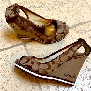 Coach wedge open toe shoes